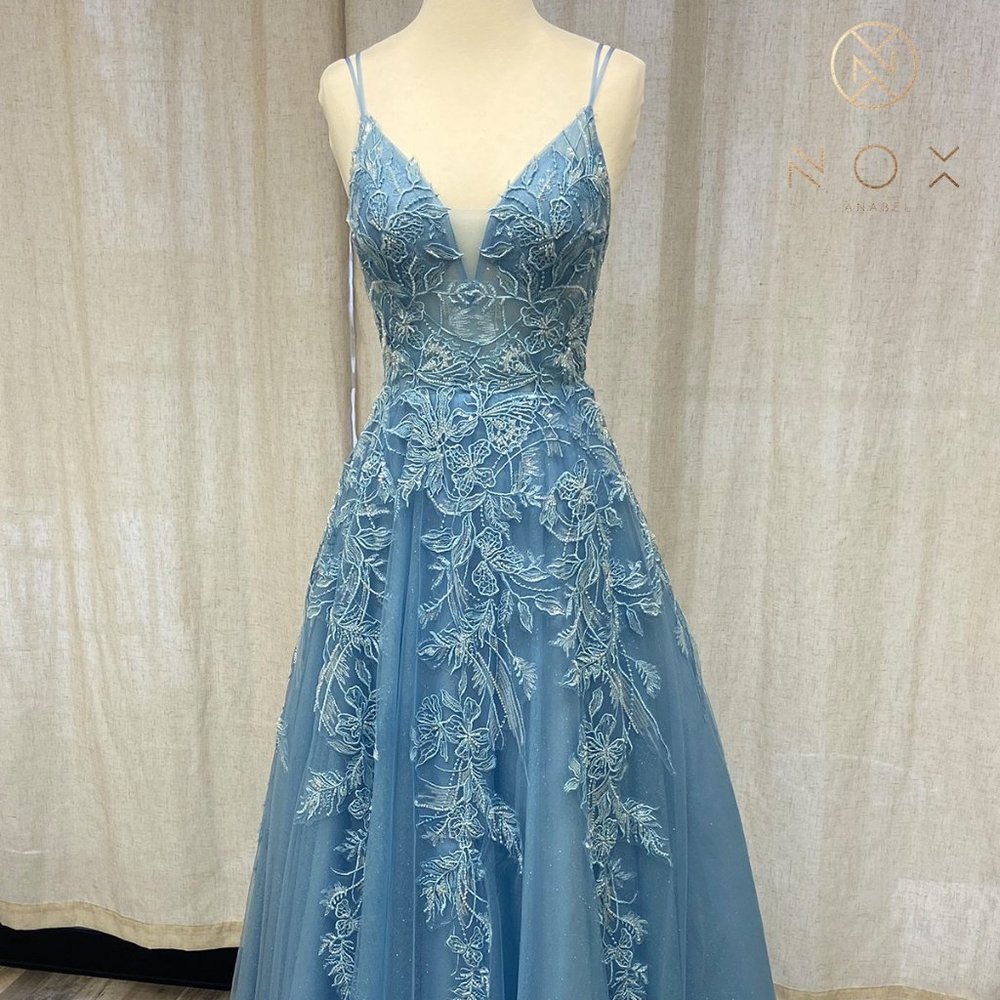 NEW LONG OFF THE SHOULDER SLEEVELESS A-LINE DRESS WITH OPEN ZIPPER BACK NX E1129 - Picture 3 of 8